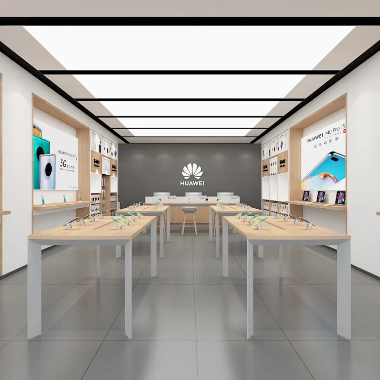 【湖南长沙万家丽华为手机店】CAD施工图(竣工图)+高清效果图3张+3D模型源文件丨181M丨2020.0